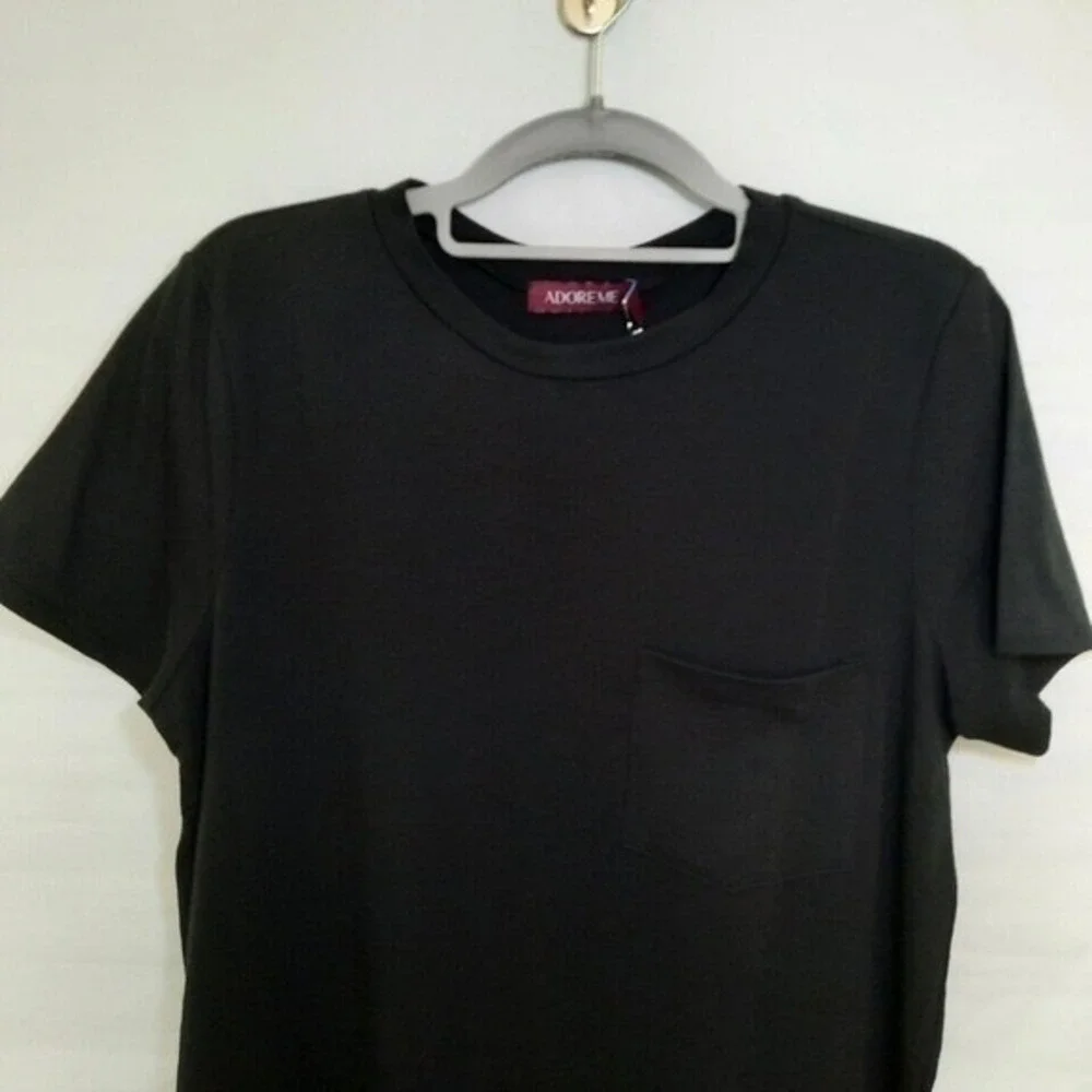 Adore Me Dress Women M Black Minimalist T Shirt Casual Everyday Soft‎ Knit Shift